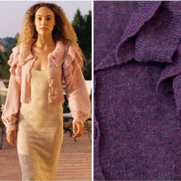 STELLA PARDO CARDIGAN HELENE Alpaca Cardigan Purple Small - Picture 1 of 15